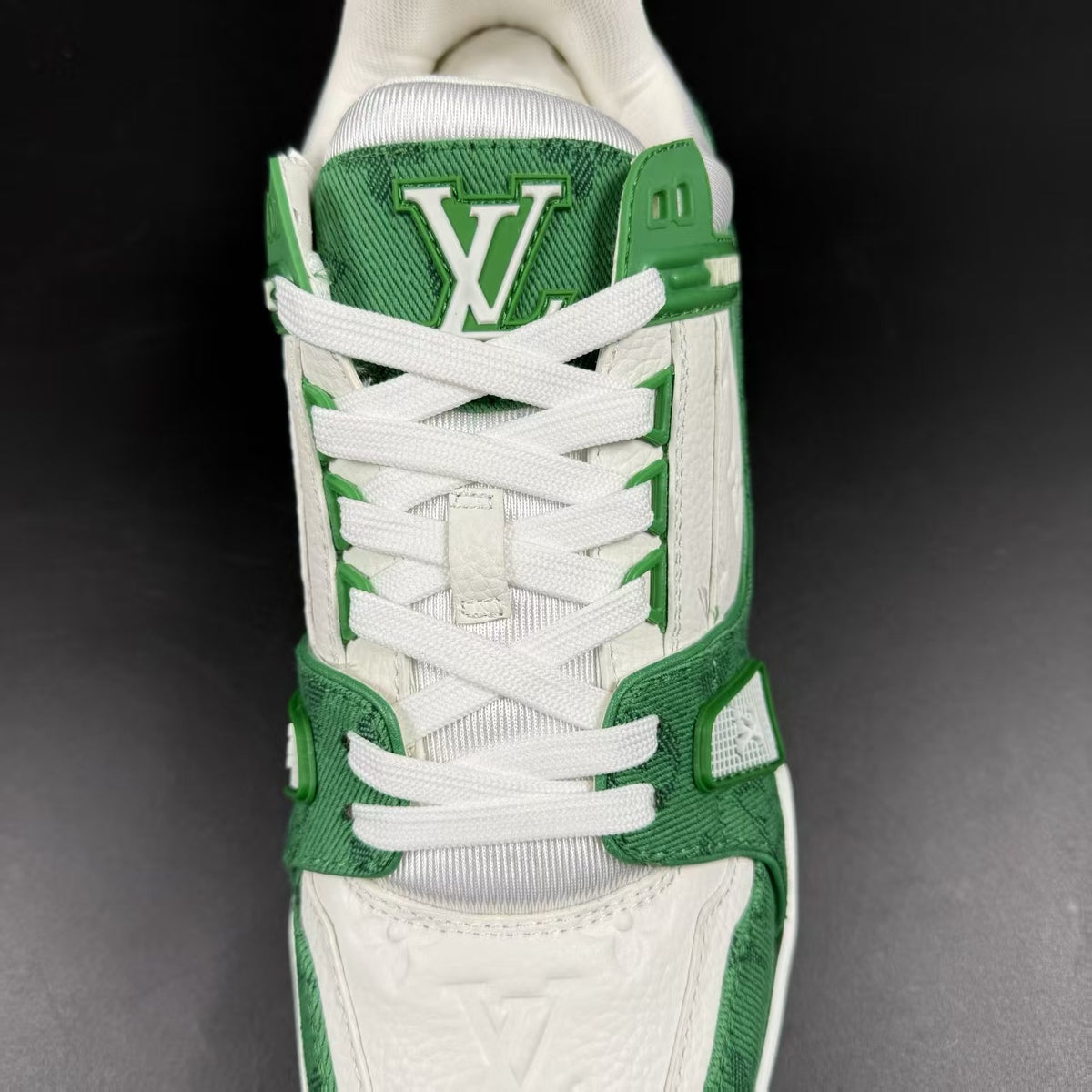 Trainer Green Monogram Denim White