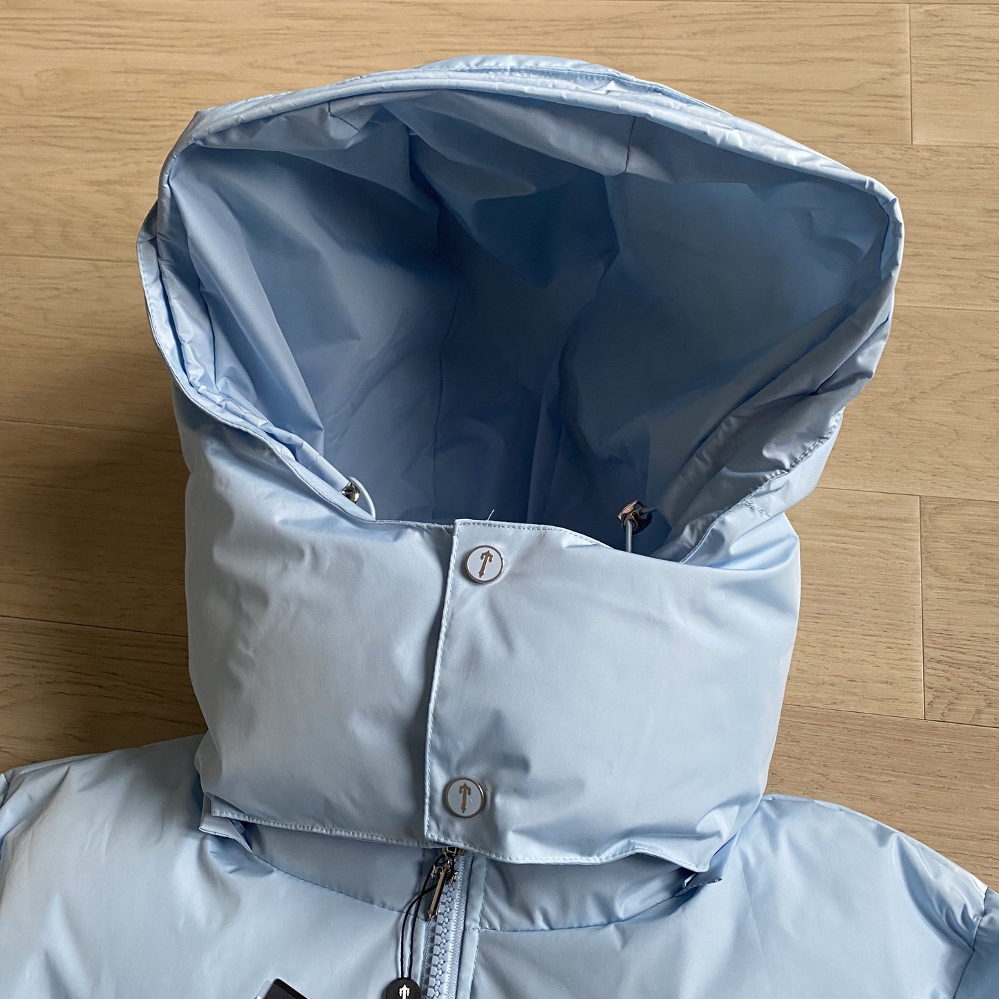 DETACHABLE HOODED PUFFER-ICE BLUE