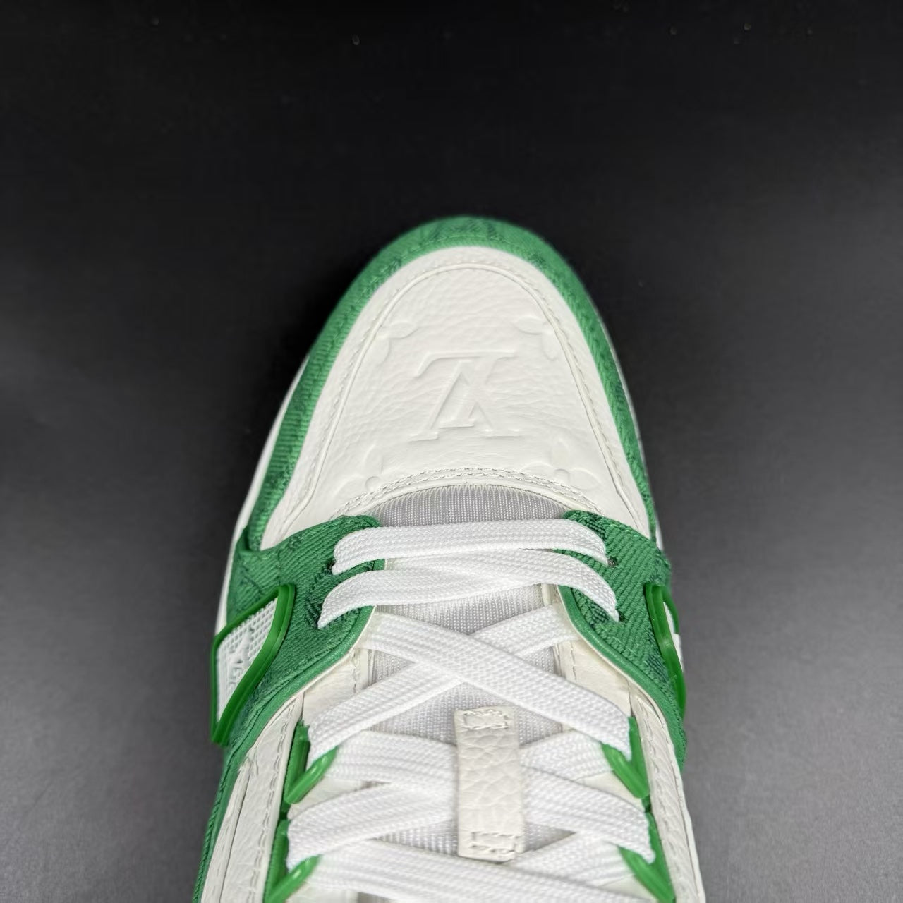 Trainer Green Monogram Denim White