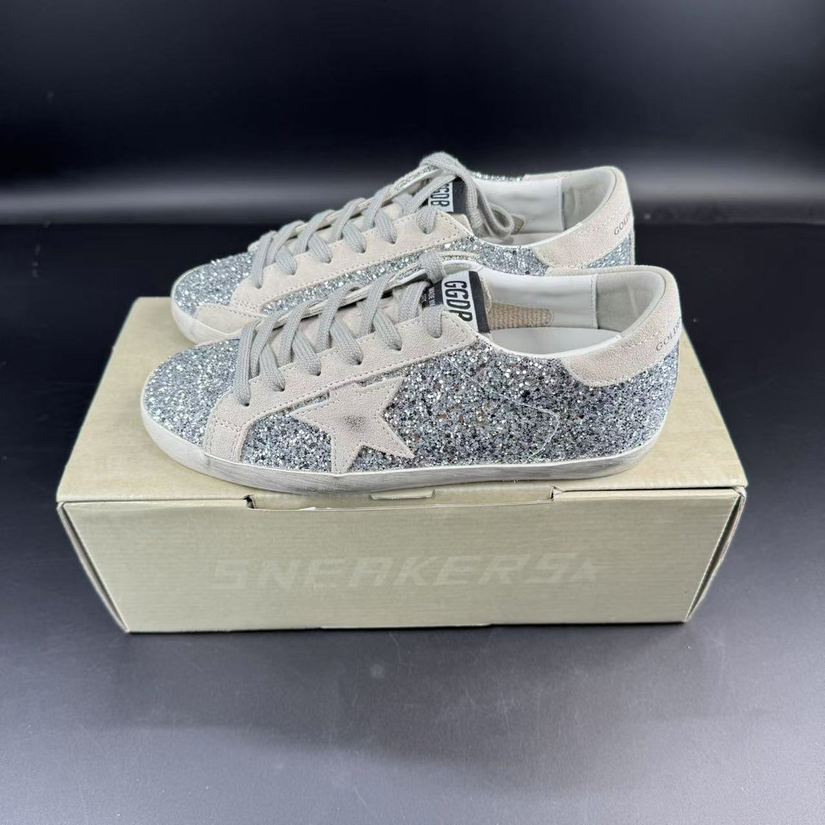 GOLDEN GOOSE IN GLITTER ARGENTO