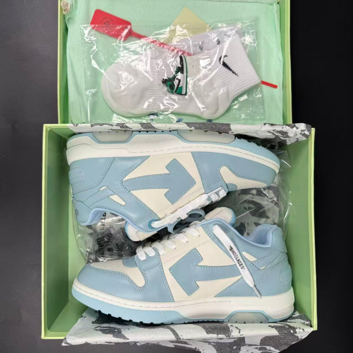 OFF-WHITE OUT OF OFFICE “OOO” CALF LEATHER LIGHT BLUE