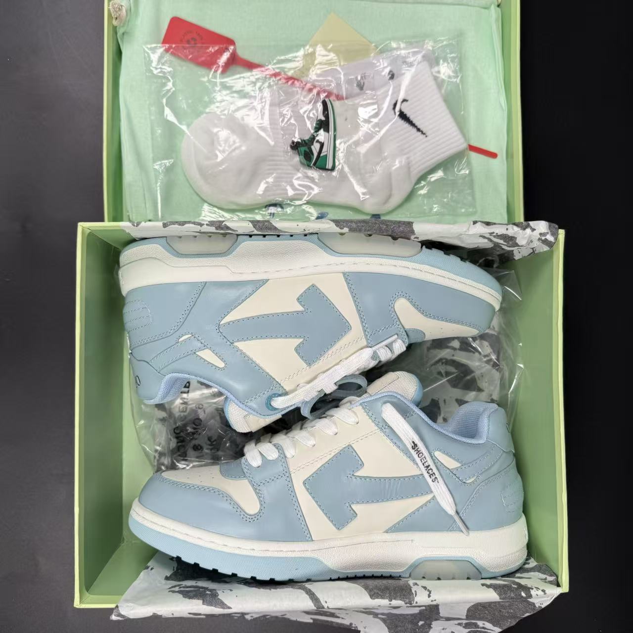 OFF-WHITE OUT OF OFFICE “OOO” CALF LEATHER LIGHT BLUE