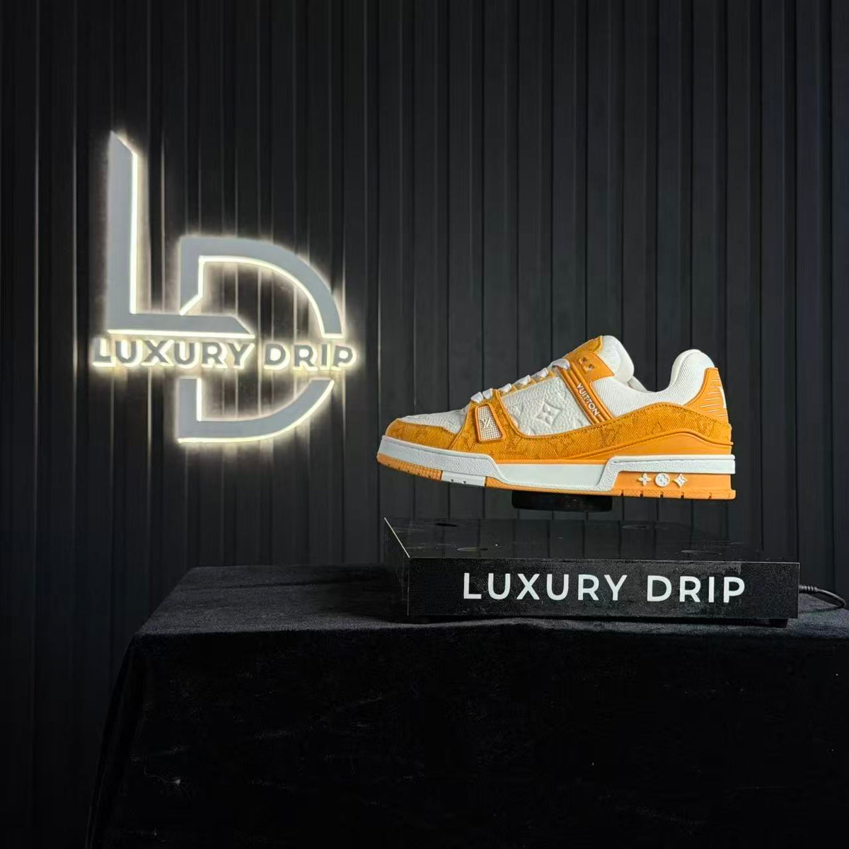 Trainer Yellow Monogram Denim White