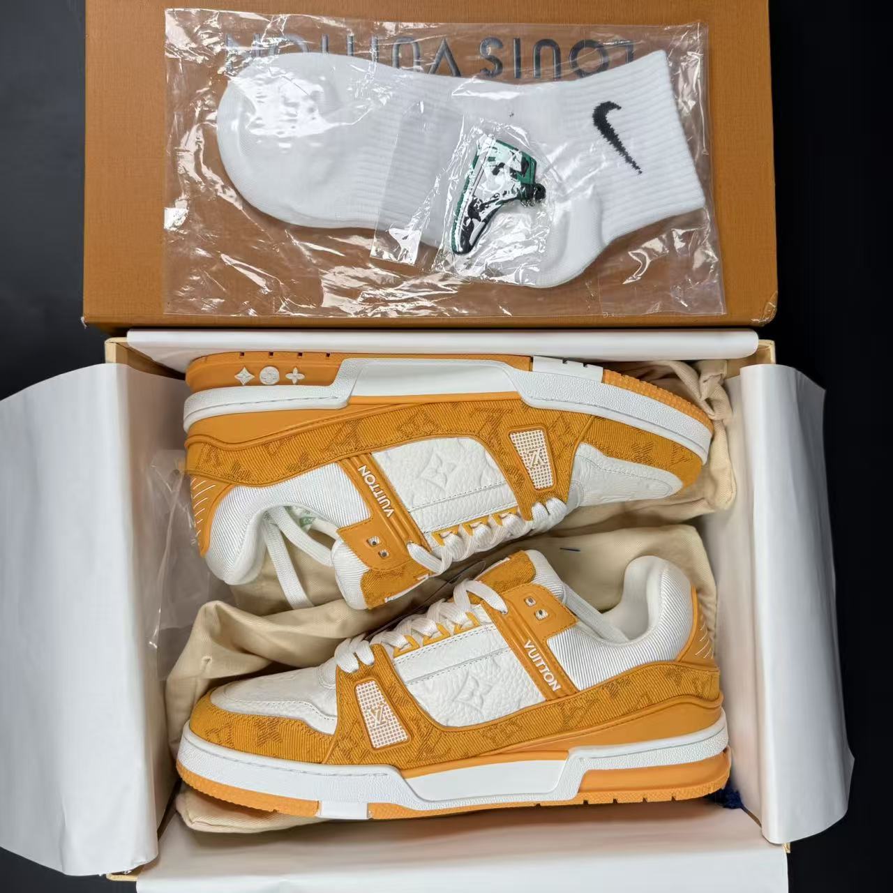 Trainer Yellow Monogram Denim White