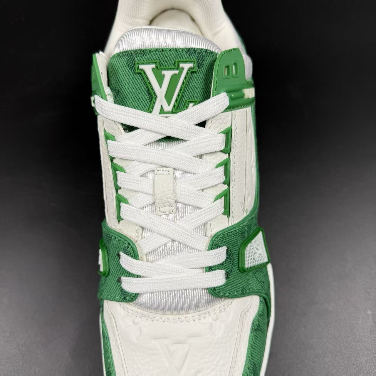 Trainer Green Monogram Denim White