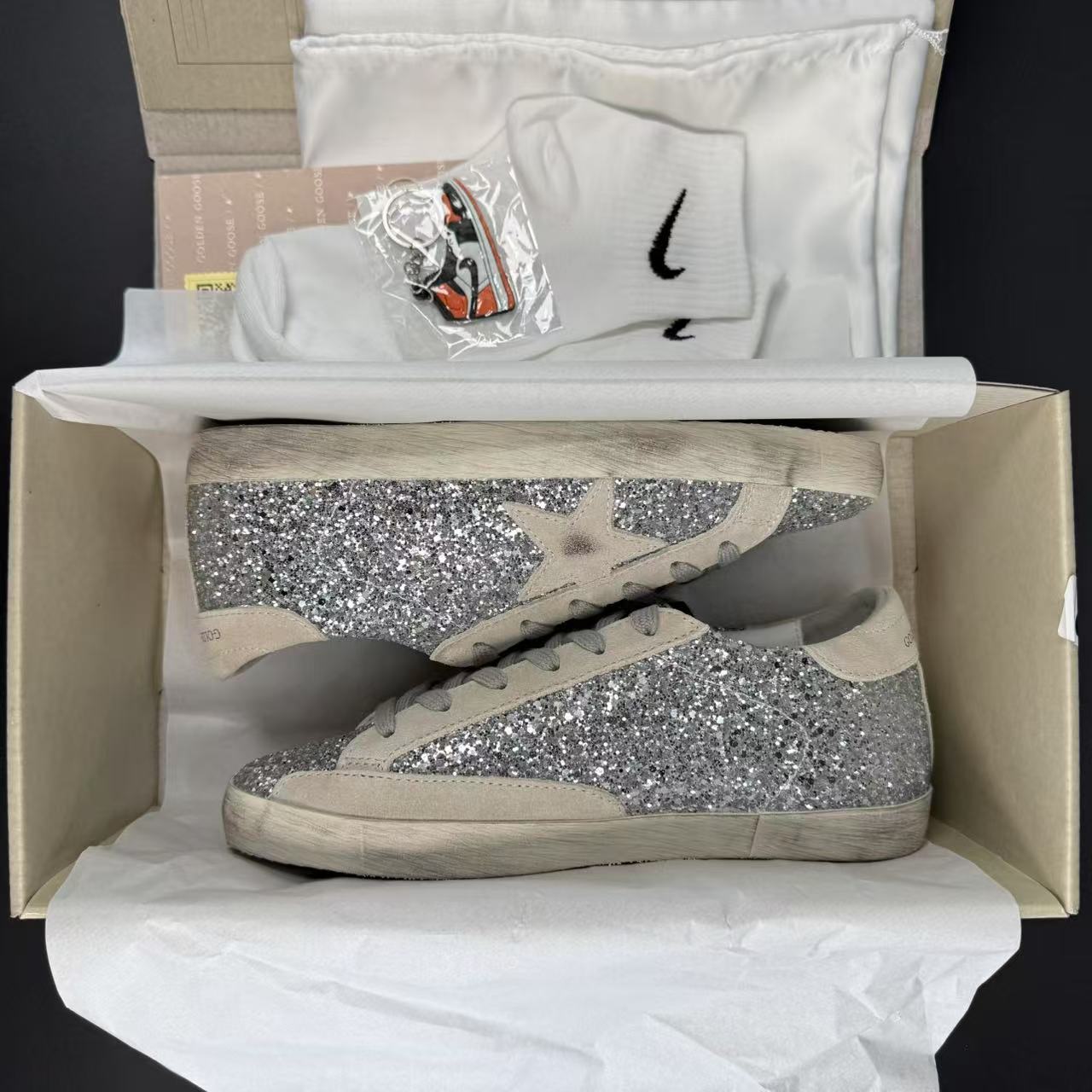 GOLDEN GOOSE IN GLITTER ARGENTO
