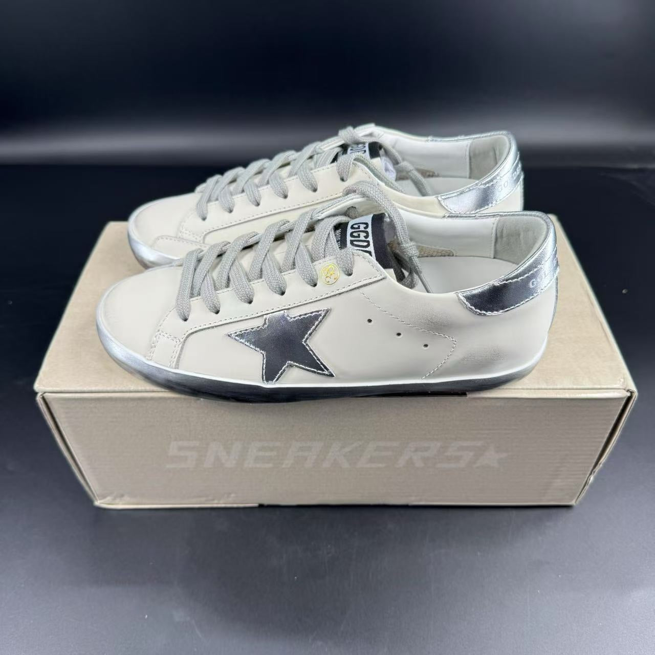 GOLDEN GOOSE FOXING SPARCLE ARGENTO