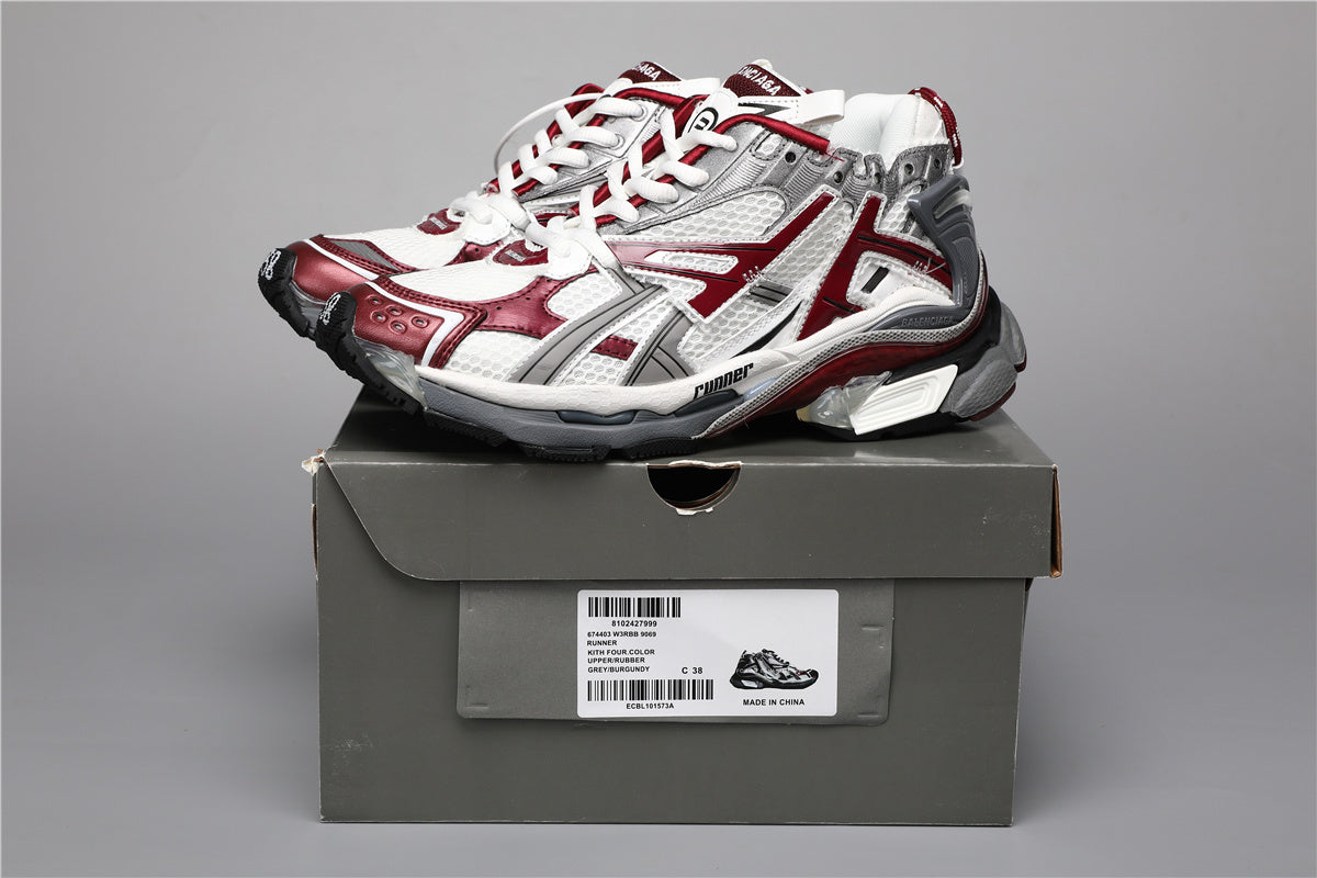Balenciaga Runner Sneakers Grey Burgundy – Uomo Donna | Taglie 35–45