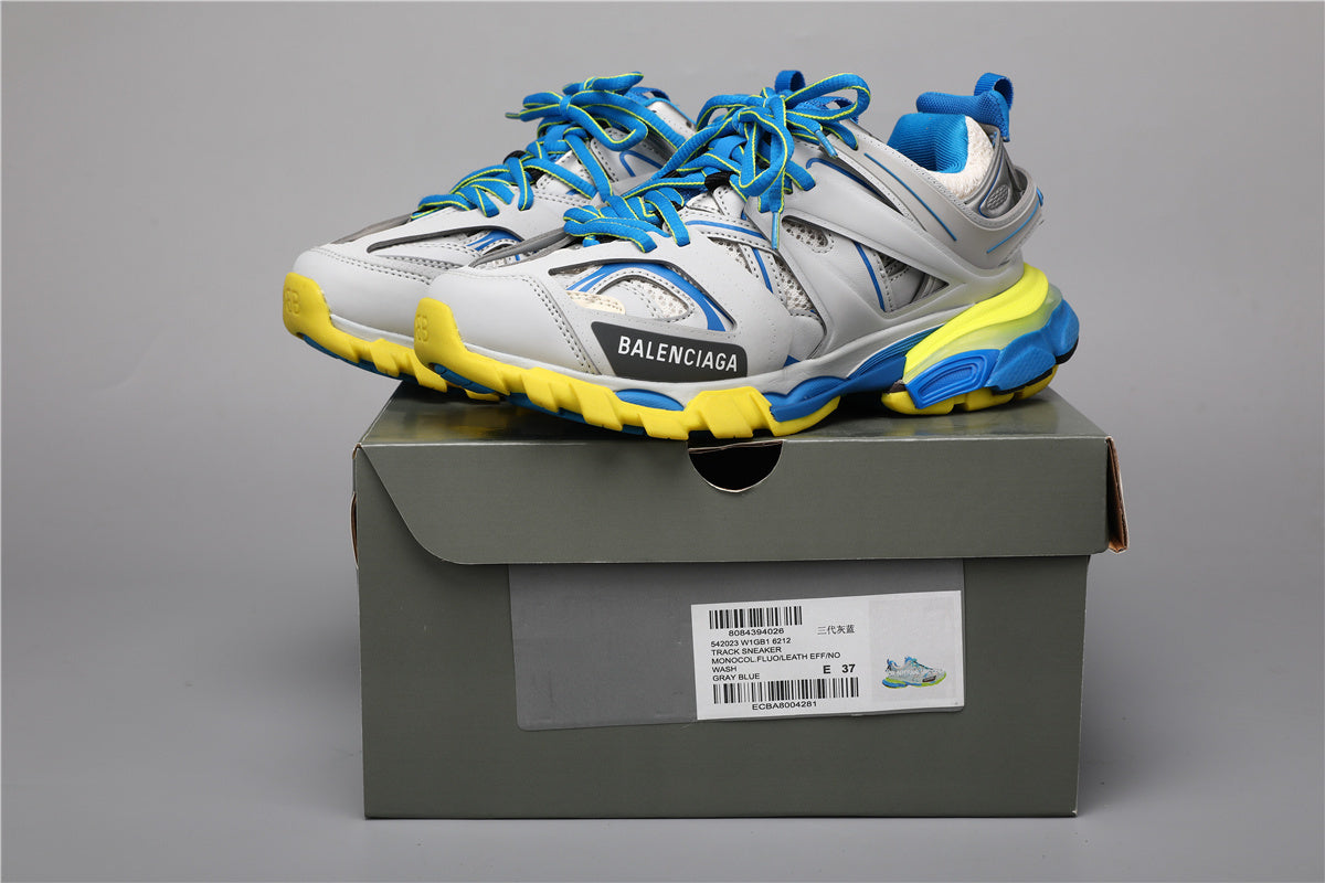 Balenciaga Track Sneakers Grey Blue Yellow – Uomo Donna | Taglie 35–45