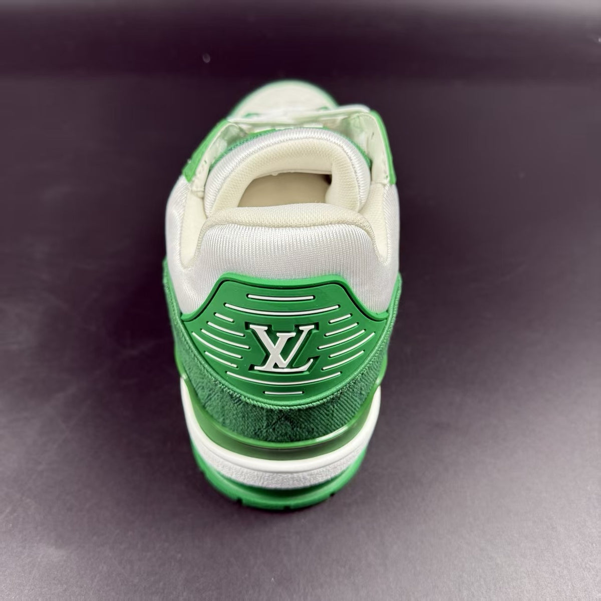 Trainer Green Monogram Denim White