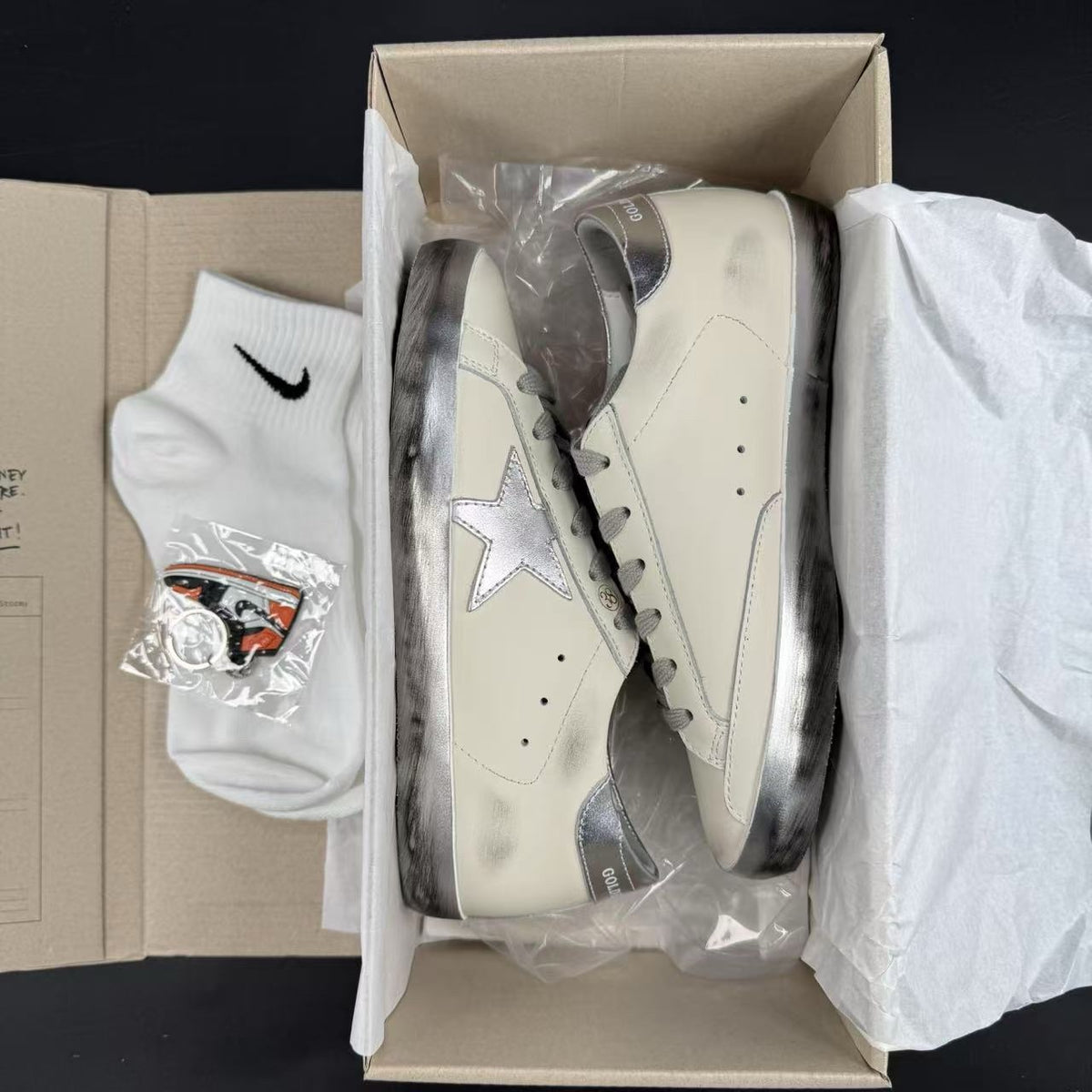 GOLDEN GOOSE FOXING SPARCLE ARGENTO