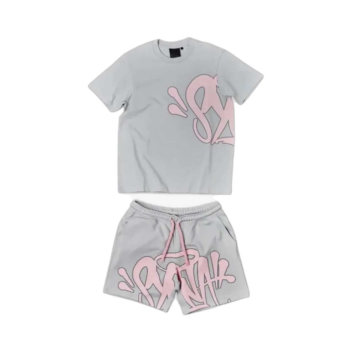 SYNA WORLD LOGO T-SHIRT – SHORT SET – GREY/PINK